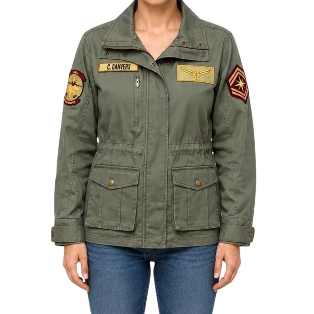 Marvel Captain Marvel Carol Danvers Jacket Women Large Military Utility Green